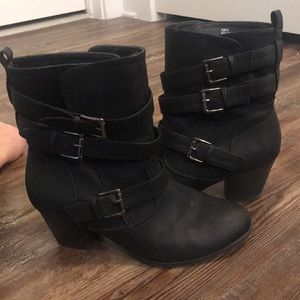 Black buckle booties